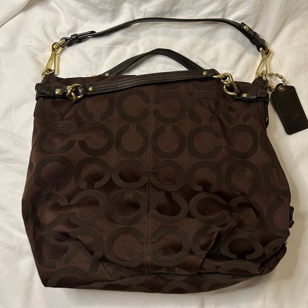 Coach Brown Sateen Hand Bag